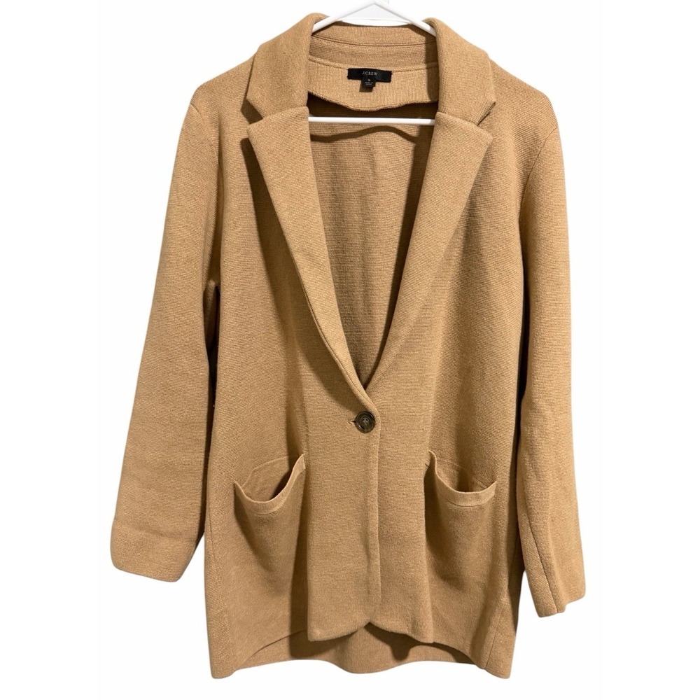 J.Crew Sophie Sweater Coat Camel Merino Wool Blend One Button Women's Size Small